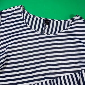 SHEIN‎ Fit Plus Size Navy White Stripe Asymmetrical Hem Tunic Top Shirt 24 26